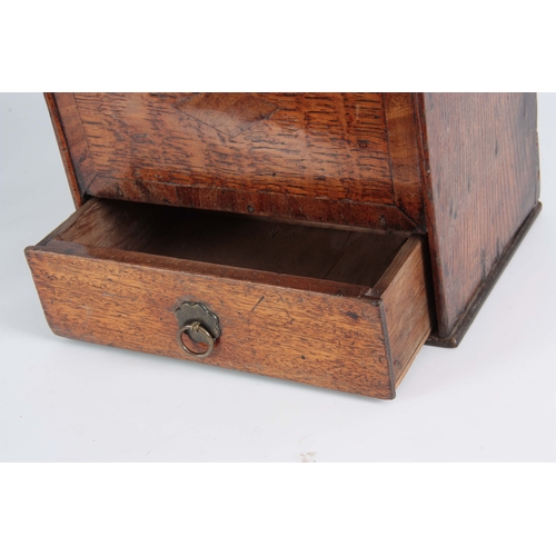 918 - AN 18TH CENTURY WALNUT CROSS-BANDED OAK CANDLE BOX with angled hinged lid above a frieze drawer fitt... 