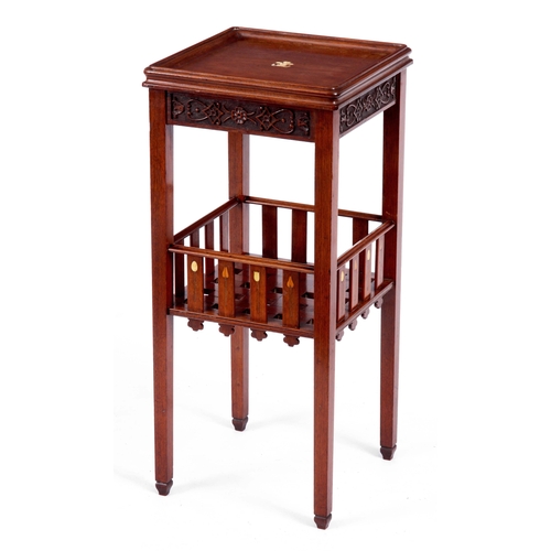 963 - AN EARLY 20TH CENTURY ART NOUVEAU LIBERTY STYLE INLAID MAHOGANY OCCASIONAL TABLE with square moulded... 