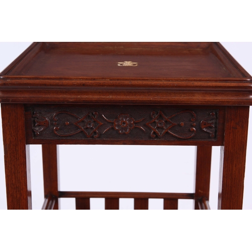 963 - AN EARLY 20TH CENTURY ART NOUVEAU LIBERTY STYLE INLAID MAHOGANY OCCASIONAL TABLE with square moulded... 