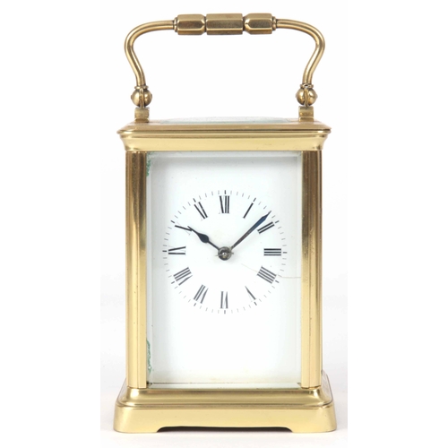 973 - RICHARD & CO. PARIS A LATE 19TH CENTURY FRENCH BRASS EIGHT-DAY STRIKING CARRIAGE CLOCK with enam... 