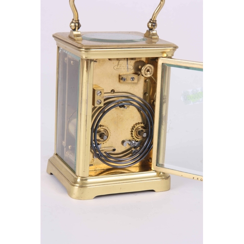 973 - RICHARD & CO. PARIS A LATE 19TH CENTURY FRENCH BRASS EIGHT-DAY STRIKING CARRIAGE CLOCK with enam... 