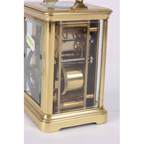 973 - RICHARD & CO. PARIS A LATE 19TH CENTURY FRENCH BRASS EIGHT-DAY STRIKING CARRIAGE CLOCK with enam... 