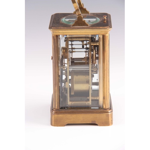 979 - RICHARD & CO, PARIS. A LATE 19th CENTURY FRENCH CORNICHE CASE REPEATING CARRIAGE CLOCK the brass... 