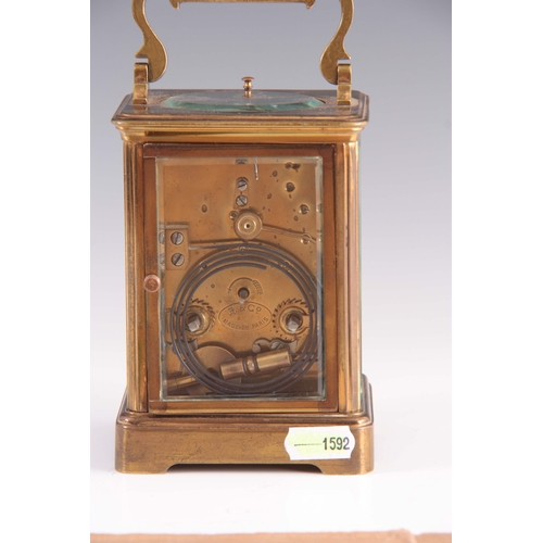 979 - RICHARD & CO, PARIS. A LATE 19th CENTURY FRENCH CORNICHE CASE REPEATING CARRIAGE CLOCK the brass... 