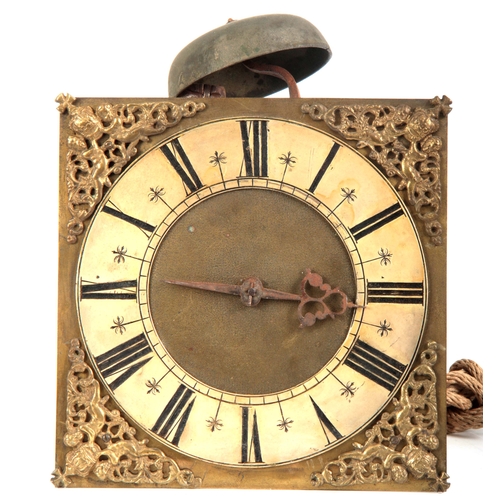 985 - A LATE 17th CENTURY HOOK AND SPIKE WALL CLOCK having a 10