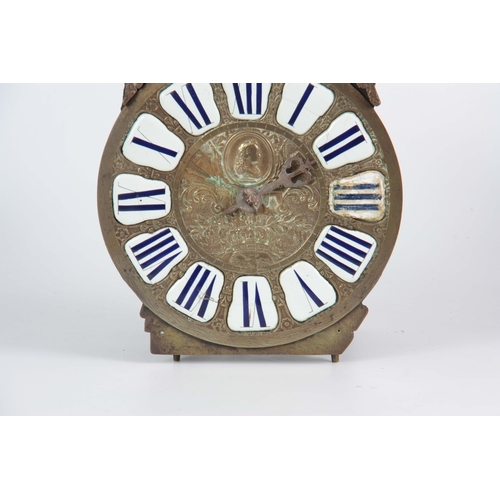 987 - AN 18TH CENTURY FRENCH LANTERN CLOCK with embossed 8.5