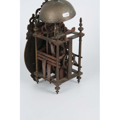 987 - AN 18TH CENTURY FRENCH LANTERN CLOCK with embossed 8.5