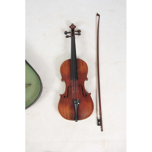 767 - AN ANTIQUE VIOLIN length of back 36cm - sold in a viola case with a bow.