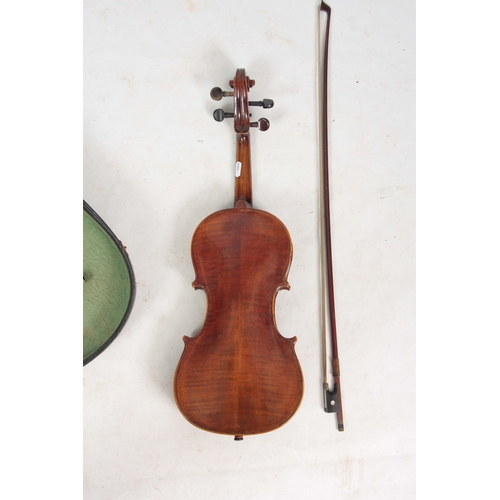 767 - AN ANTIQUE VIOLIN length of back 36cm - sold in a viola case with a bow.