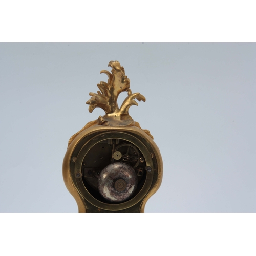 1090 - VINCENT. A MID 19tH CENTURY FRENCH ORMOLU MANTEL CLOCK RETAILED BY KLAFTENBERGER, PARIS the gilt roc... 