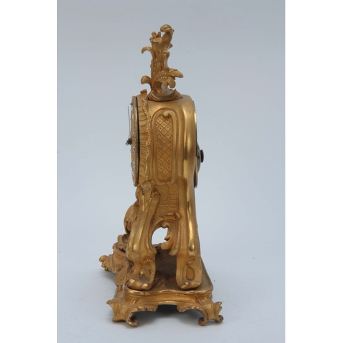 1090 - VINCENT. A MID 19tH CENTURY FRENCH ORMOLU MANTEL CLOCK RETAILED BY KLAFTENBERGER, PARIS the gilt roc... 