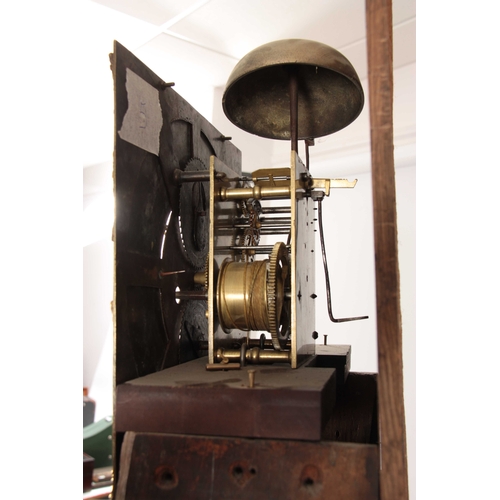 1093 - FRANCIS MOORE, FERRYBRIDGE A MID 18th CENTURY EIGHT-DAY LONGCASE CLOCK the slender oak case  having ... 