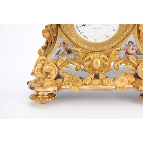 1097 - A LATE 19TH CENTURY FRENCH ORMOLU AND PORCELAIN PANELLED MANTEL CLOCK WITH PERPETUAL CALENDAR the ca... 