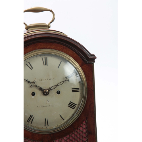 1098 - HEITSZMAN, CAMBRIDGE. AN EARLY 19th CENTURY FIGURED MAHOGANY VERGE BRACKET CLOCK the archtop case wi... 