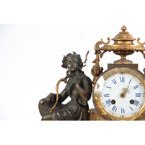 1100 - MAX H. STOPP. PARIS. A LATE 19th CENTURY BRONZE, ORMOLU, AND MARBLE FIGURAL MANTEL CLOCK the case su... 