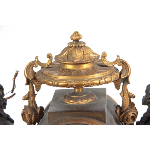 1100 - MAX H. STOPP. PARIS. A LATE 19th CENTURY BRONZE, ORMOLU, AND MARBLE FIGURAL MANTEL CLOCK the case su... 