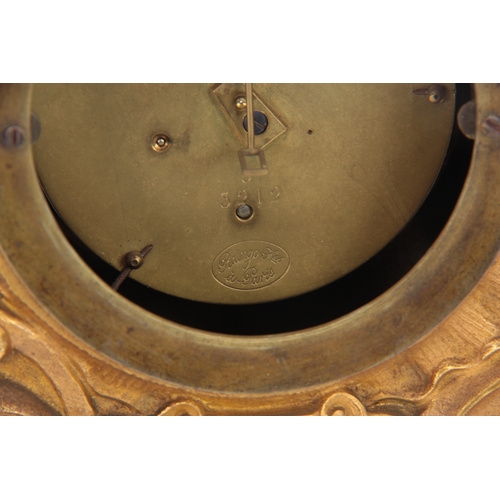 1105 - RAINGO FRERES a PARIS. A MID 19th CENTURY FRENCH ORMOLU MANTEL CLOCK the rococo style case with scro... 