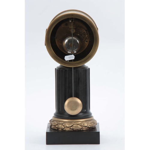 1109 - HENRY MARC, PARIS. A LATE 19th CENTURY FRENCH ORMOLU AND BLACK MARBLE MANTEL CLOCK the drum style ca... 