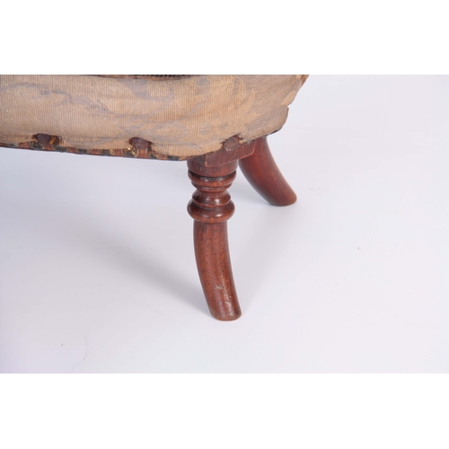 1118 - A PAIR OF REGENCY MAHOGANY FOOT STOOLS with splayed legs and tapestry tops 28cm wide 22cm deep 18cm ... 