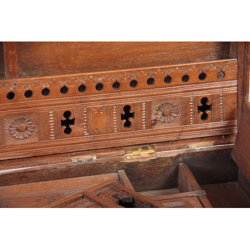 1158 - A 19TH CENTURY COLONIAL ANGLO INDIAN TEAK OFFICERS TRUNK having brass mounted corners and double-loc... 