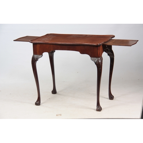 1161 - A GEORGE II MAHOGANY IRISH SILVER TABLE with shaped moulded edge top, with pull-out slides; standing... 