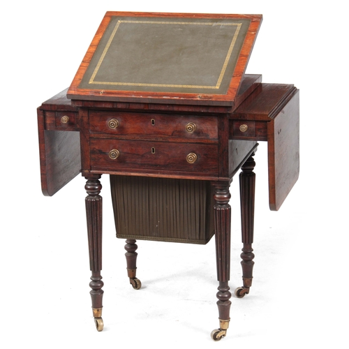 1183 - A good George IV Rosewood combined freestanding fall leaf WORK/WRITING TABLE in the manor of Gi... 