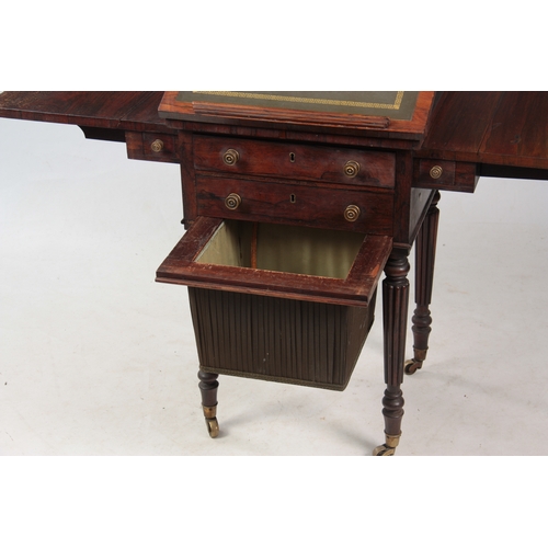 1183 - A good George IV Rosewood combined freestanding fall leaf WORK/WRITING TABLE in the manor of Gi... 