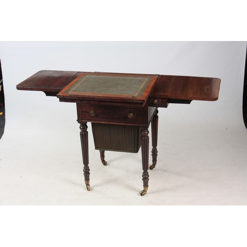 1183 - A good George IV Rosewood combined freestanding fall leaf WORK/WRITING TABLE in the manor of Gi... 