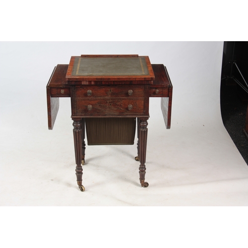 1183 - A good George IV Rosewood combined freestanding fall leaf WORK/WRITING TABLE in the manor of Gi... 