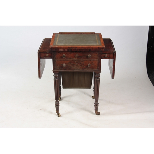 1183 - A good George IV Rosewood combined freestanding fall leaf WORK/WRITING TABLE in the manor of Gi... 