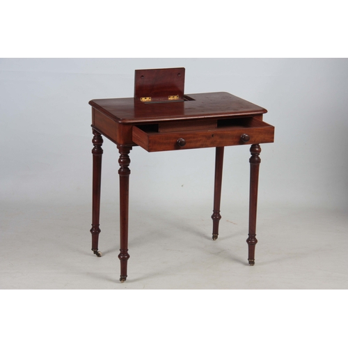 1185 - AN EARLY 19TH CENTURY MAHOGANY WRITING TABLE IN THE MANER OF GILLOWS having a lift-up pen and ink co... 