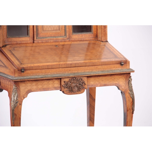 1187 - A FINE 19TH CENTURY FRENCH LADIES KINGWOOD, BURR WALNUT AND SATINWOOD ORMOLU MOUNTED BONHEUR DU JOUR... 