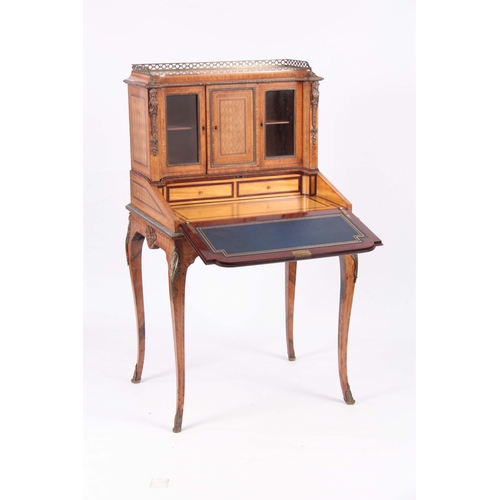 1187 - A FINE 19TH CENTURY FRENCH LADIES KINGWOOD, BURR WALNUT AND SATINWOOD ORMOLU MOUNTED BONHEUR DU JOUR... 