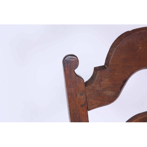 1188 - A LATE 18TH CENTURY JOINED OAK  SIDE CHAIR with arched splat back and  plank seat; standing on squar... 