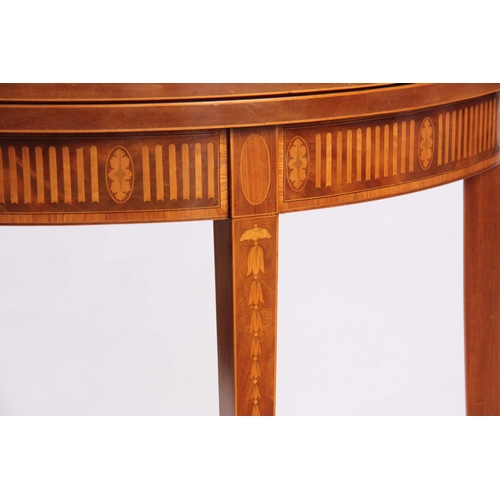 1200 - A LATE 19TH CENTURY INLAID MAHOGANY DEMI LUME CARD TABLE with shell and floral work decoration, havi... 