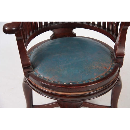 1210 - AN EARLY 20th CENTURY MAHOGANY CAPTAINS CHAIR with swivel action seat on cabriole legs and shaped cr... 