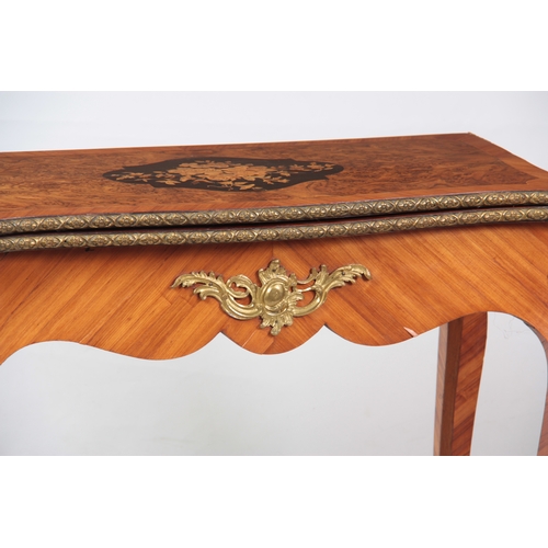 1212 - A LATE 19th CENTURY FRENCH ORMOLU MOUNTED BURR WALNUT, KINGWOOD AND MARQUETRY CARD TABLE the serpent... 