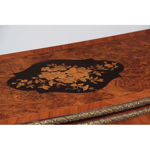 1212 - A LATE 19th CENTURY FRENCH ORMOLU MOUNTED BURR WALNUT, KINGWOOD AND MARQUETRY CARD TABLE the serpent... 