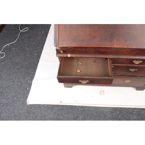 1213 - A GOOD WILLIAM AND MARY HERRING-BANDED AND BURR WALNUT BUREAU having angled hinged fall revealing a ... 