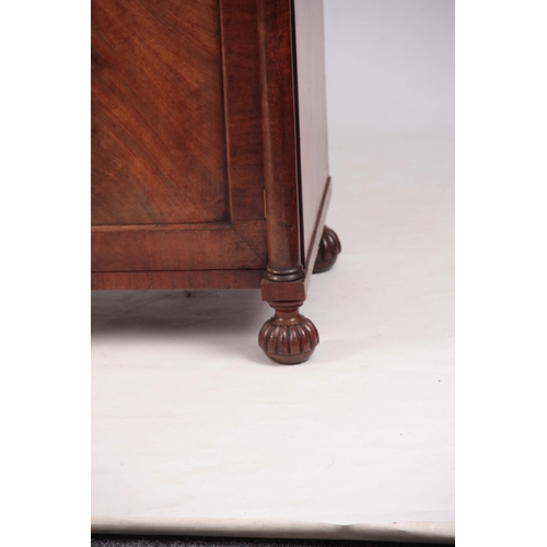 1216 - A WILLIAM IV FLAMED MAHOGANY CHIFFONEER with a raised superstructure above a convex moulded top draw... 