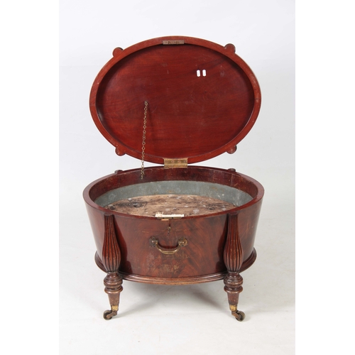 1237 - A FINE GEORGE III HEPPLEWHITE MAHOGANY OVAL CELLERETTE / WINE COOLER OF GENEROUS SIZE the slightly r... 