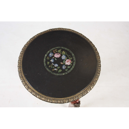 1240 - A LATE 19TH CENTURY FRENCH KINGWOOD AND ORMOLU MOUNTED SMALL CENTRE TABLE the black slate top inset ... 