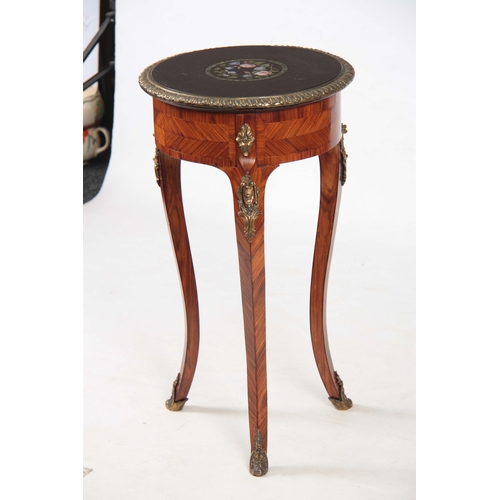 1240 - A LATE 19TH CENTURY FRENCH KINGWOOD AND ORMOLU MOUNTED SMALL CENTRE TABLE the black slate top inset ... 