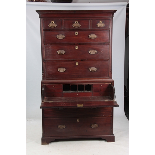 1253 - A GEORGE III MAHOGANY CHEST ON CHEST