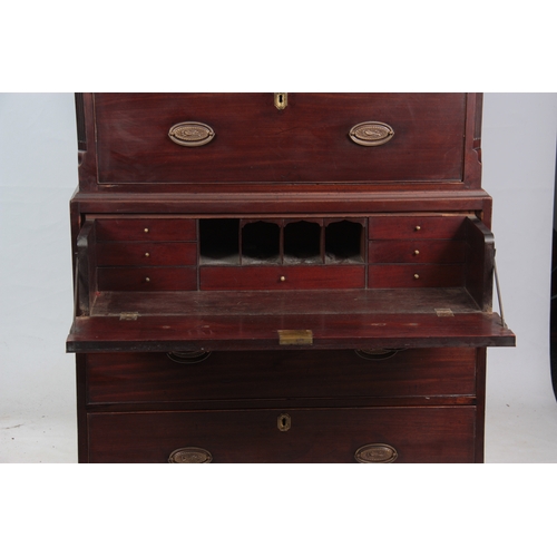 1253 - A GEORGE III MAHOGANY CHEST ON CHEST