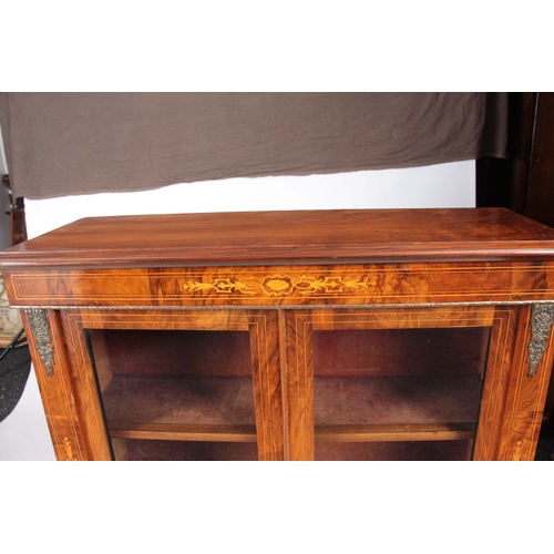 1259 - A 19TH CENTURY WALNUT SIDE CABINET with hinged glazed door revealing a lined interior 92cm wide 31cm... 