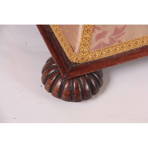 1265 - A WILLIAM IV MAHOGANY UPHOLSTERED OTTOMAN having shaped concave sides and button upholstered hinged ... 