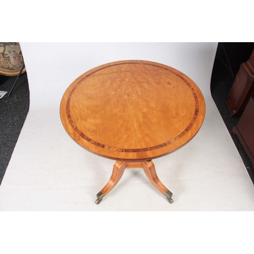 1268 - AN UNUSUAL ROSEWOOD CROSS-BANDED FIGURED SATINWOOD DRUM TABLE IN THE MANER OF GILLOWS having an over... 