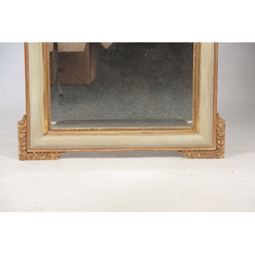 1270 - A 20TH CENTURY FRENCH GILT GESSO AND PAINTED HANGING MIRROR with moulded frame and crested floral an... 