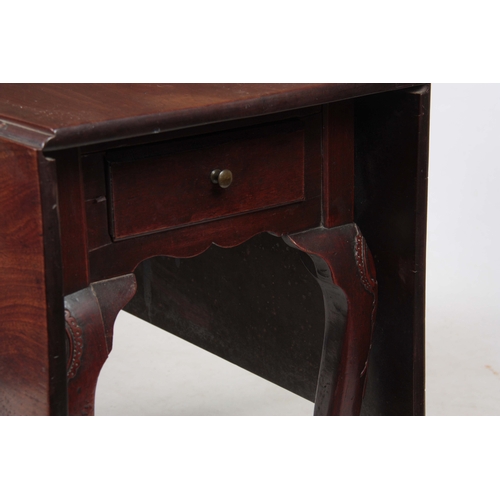 1276 - A GEORGE III FIGURED MAHOGANY IRISH DROP LEAF TABLE OF SMALL SIZE  having a fitted end drawer; stand... 